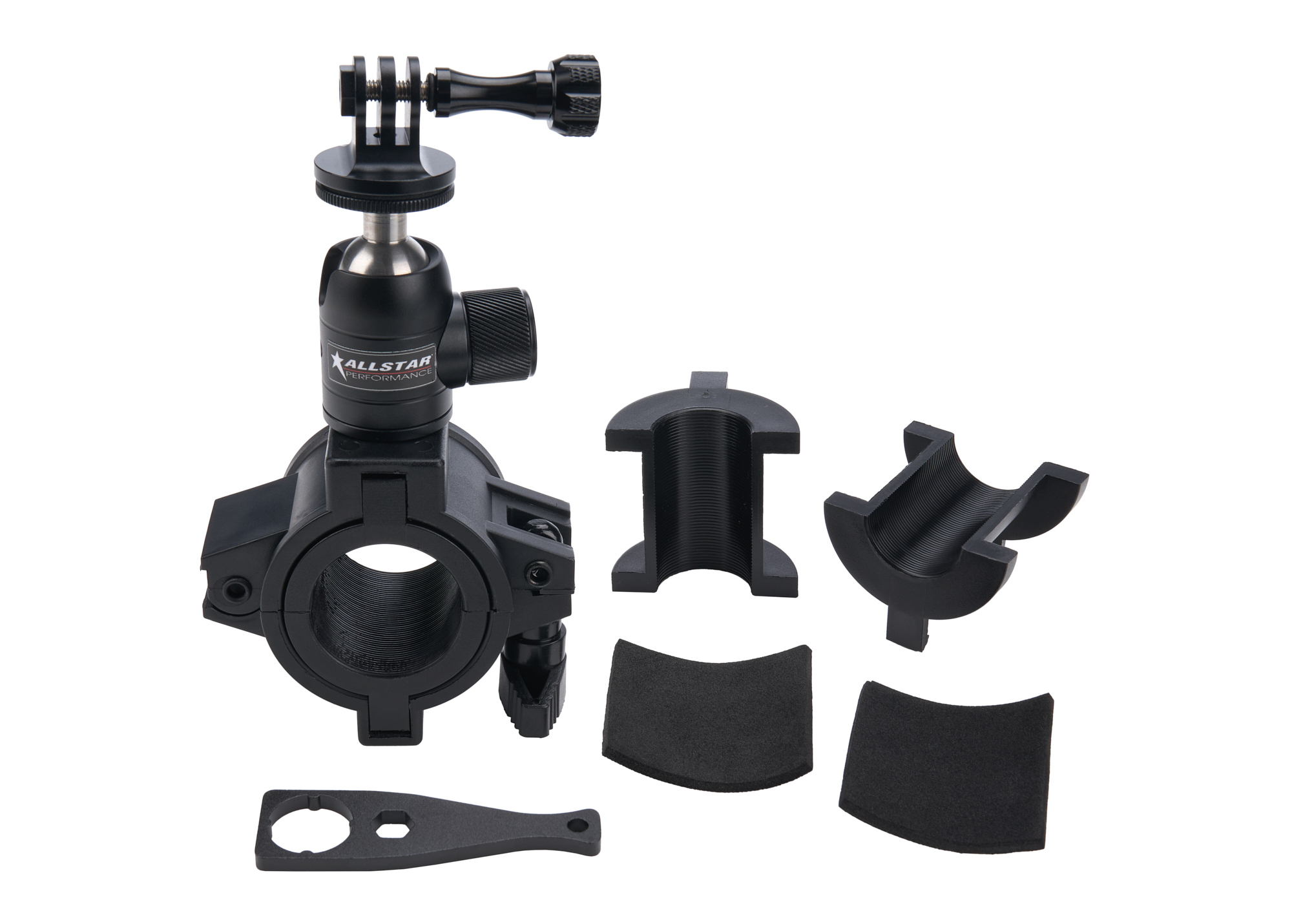 AllStar Performance ALL10446 - Camera Mount - Clamp-On - 1 to 1-1/2 in Tube Mount - Adjustable - Go Pro Camera - Plastic - Black - Each