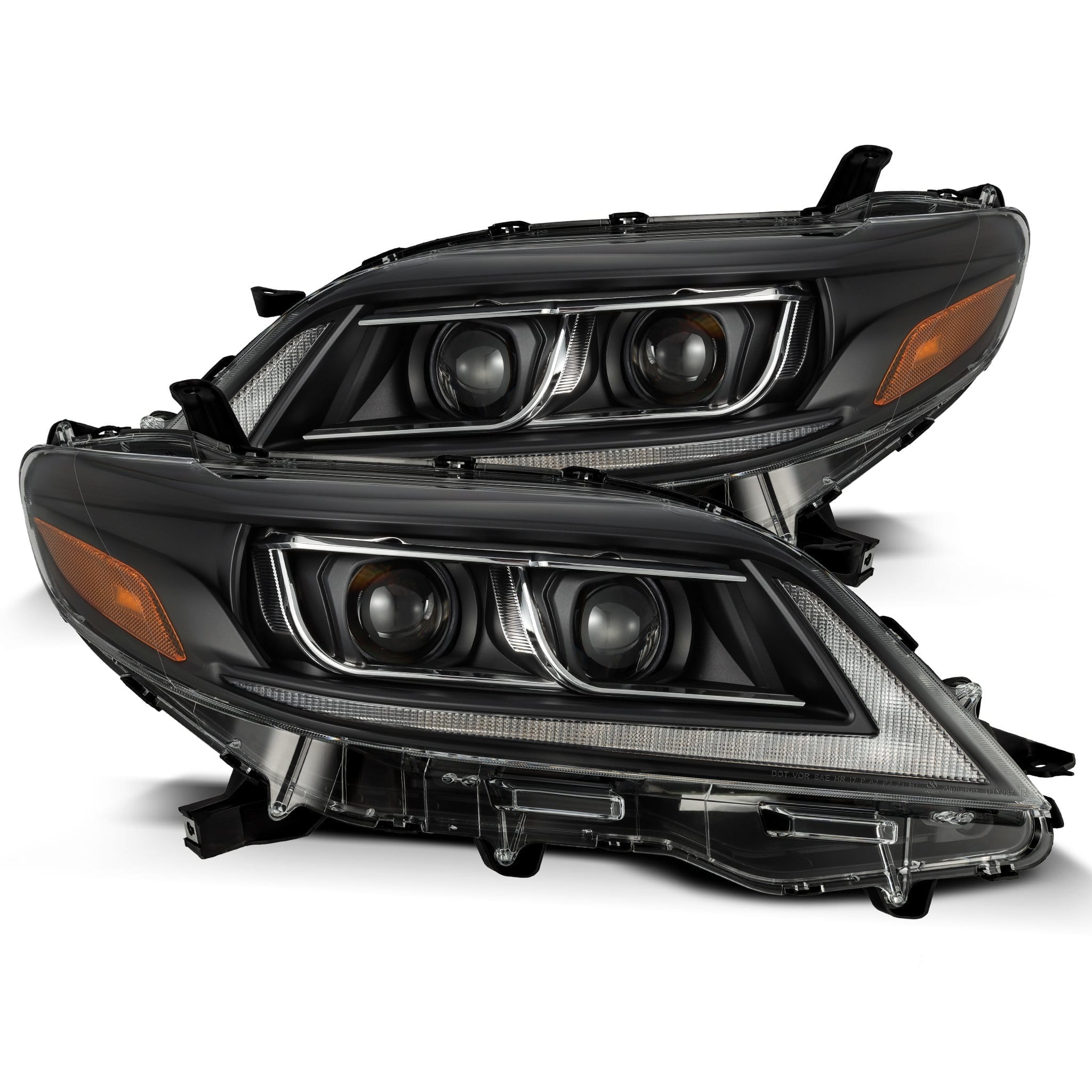 AlphaRex 880766 - 11-21 Toyota Sienna LUXX LED Proj Headlights Plank Style Black w/Seq Signal/DRL