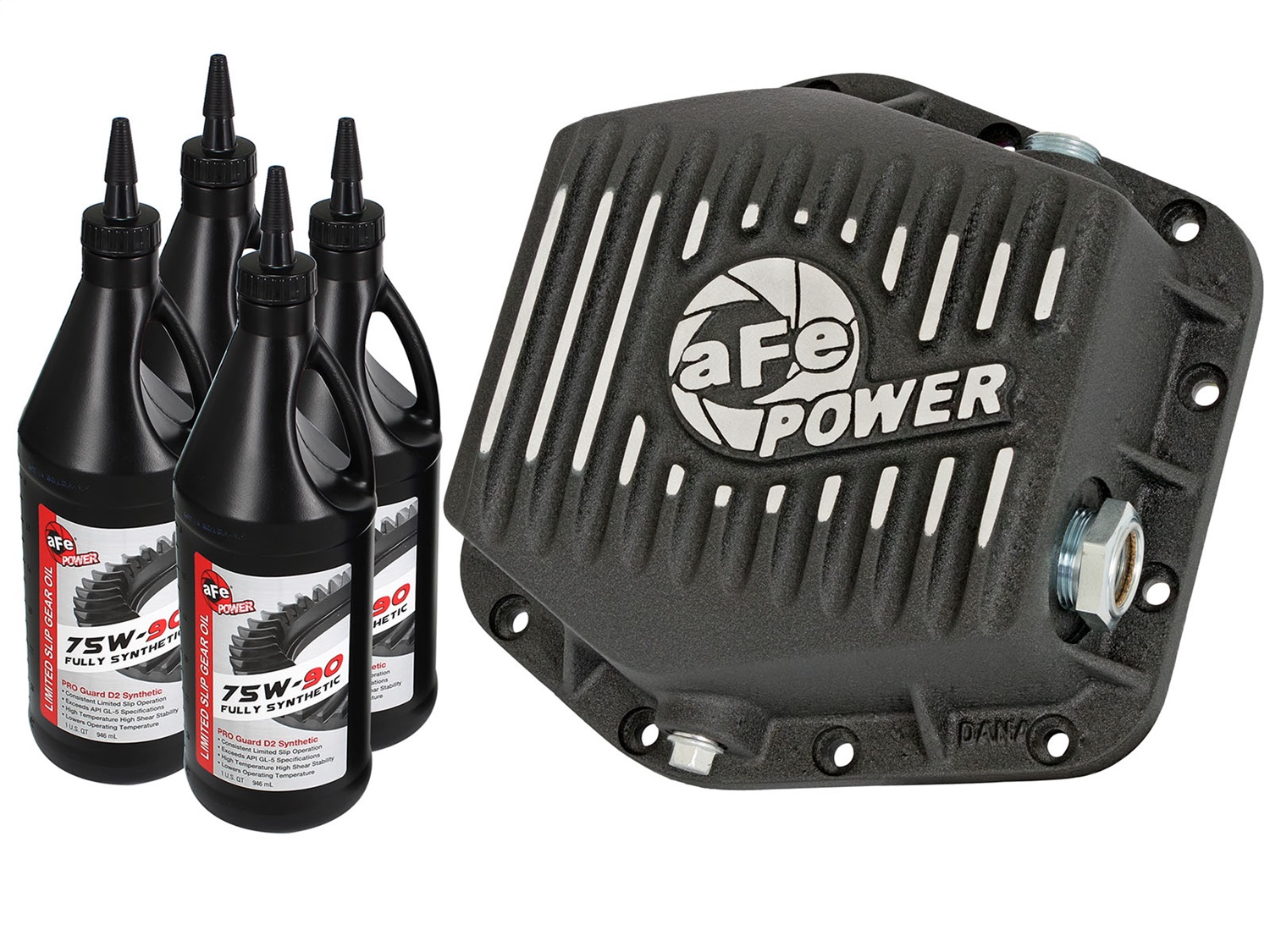 aFe Power 46-70302-WL - Pro Series Differential Cover Black w/ Machined Fins & Gear Oil (DANA 12-Bolt)