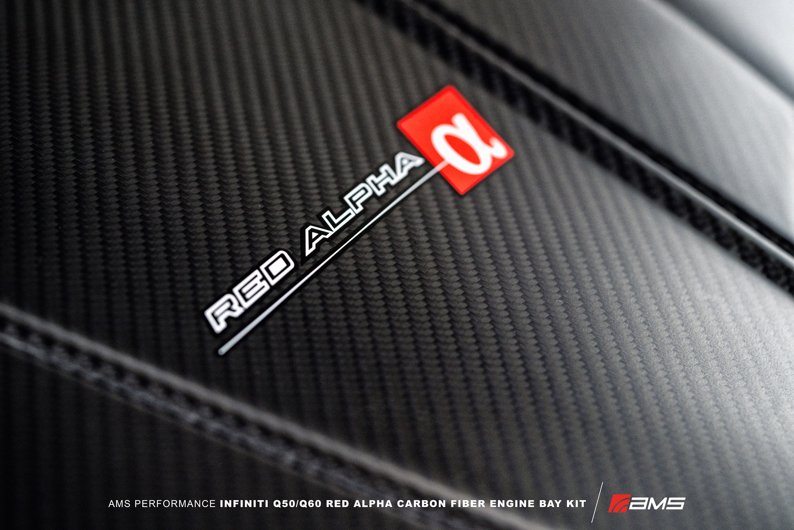 AMS ALP.28.06.0001-1 - Performance Infiniti Q50 / Q60 Red Alpha Matte Carbon Engine Cover
