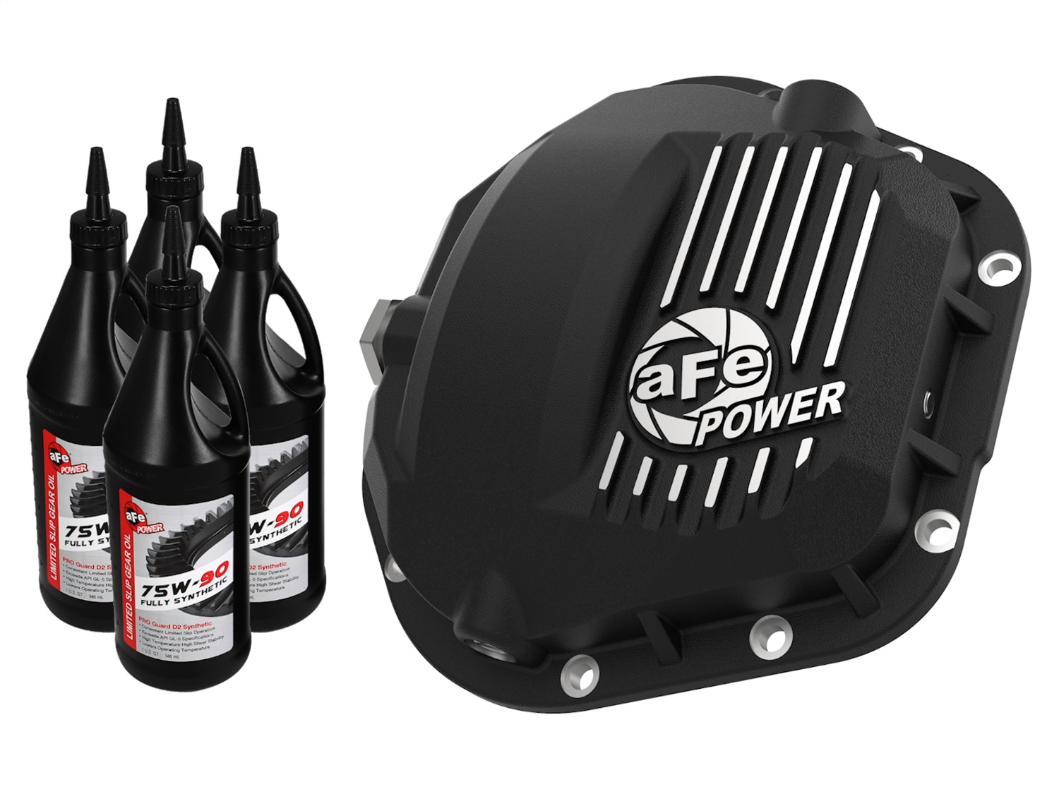 aFe Power 46-71101B - Pro Series Front Differential Cover Black w/ Machined Fins & Gear Oil