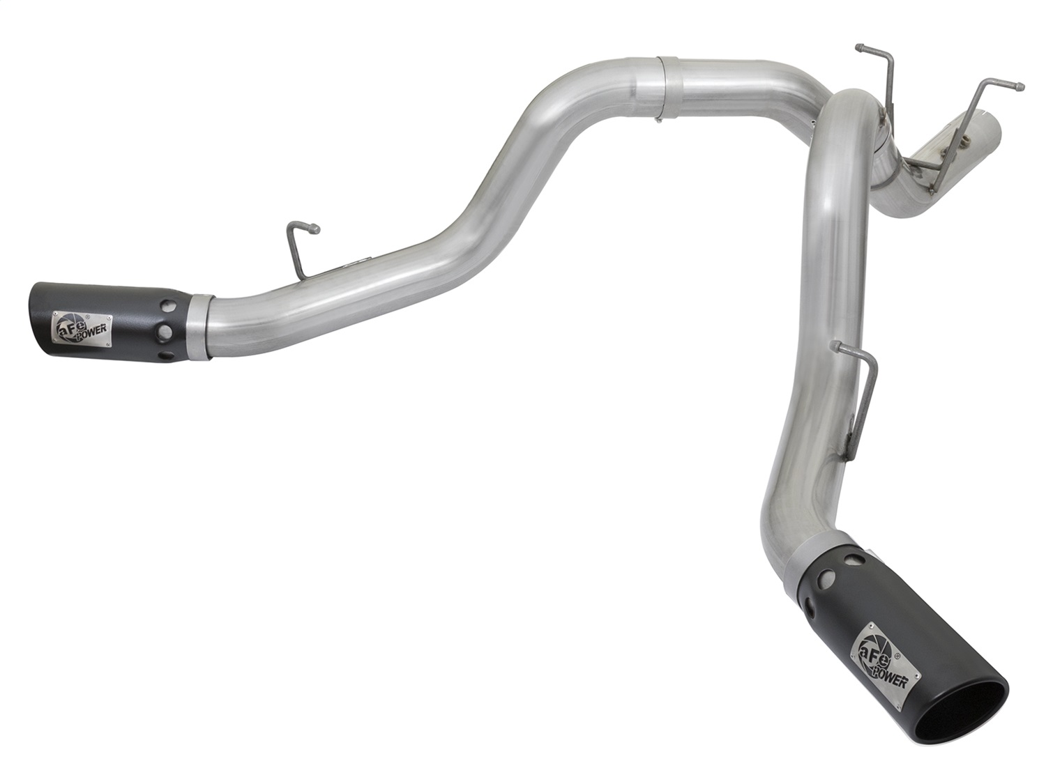 aFe Power 49-04086-B - ATLAS 4in DPF-Back Alum Steel Exhaust System w/Dual Exit Black Tip 2017 GM Duramax 6.6L (td)