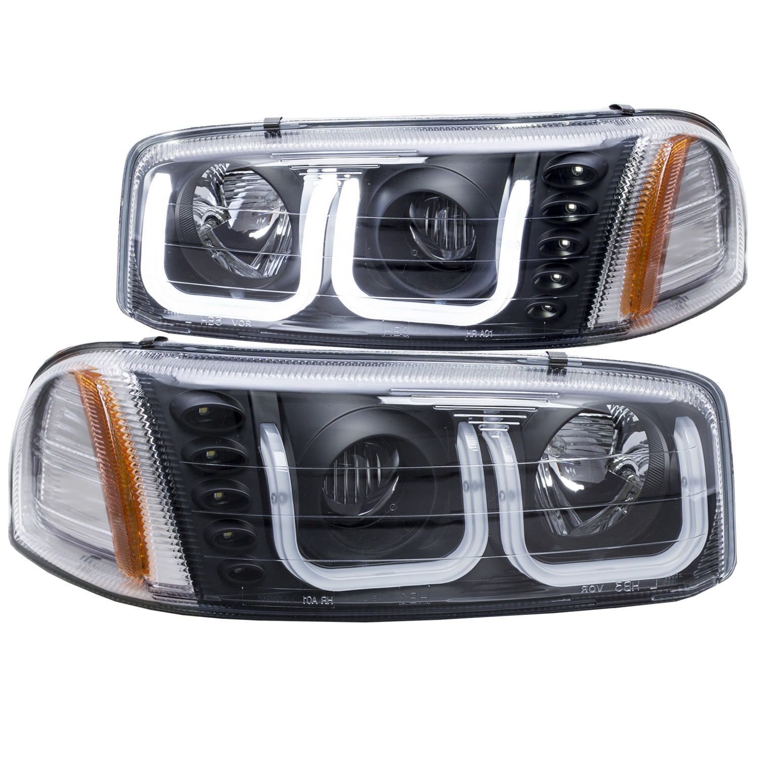 Anzo 111303 - 1999-2006 Gmc Sierra 1500 Projector Headlights w/ U-Bar Black