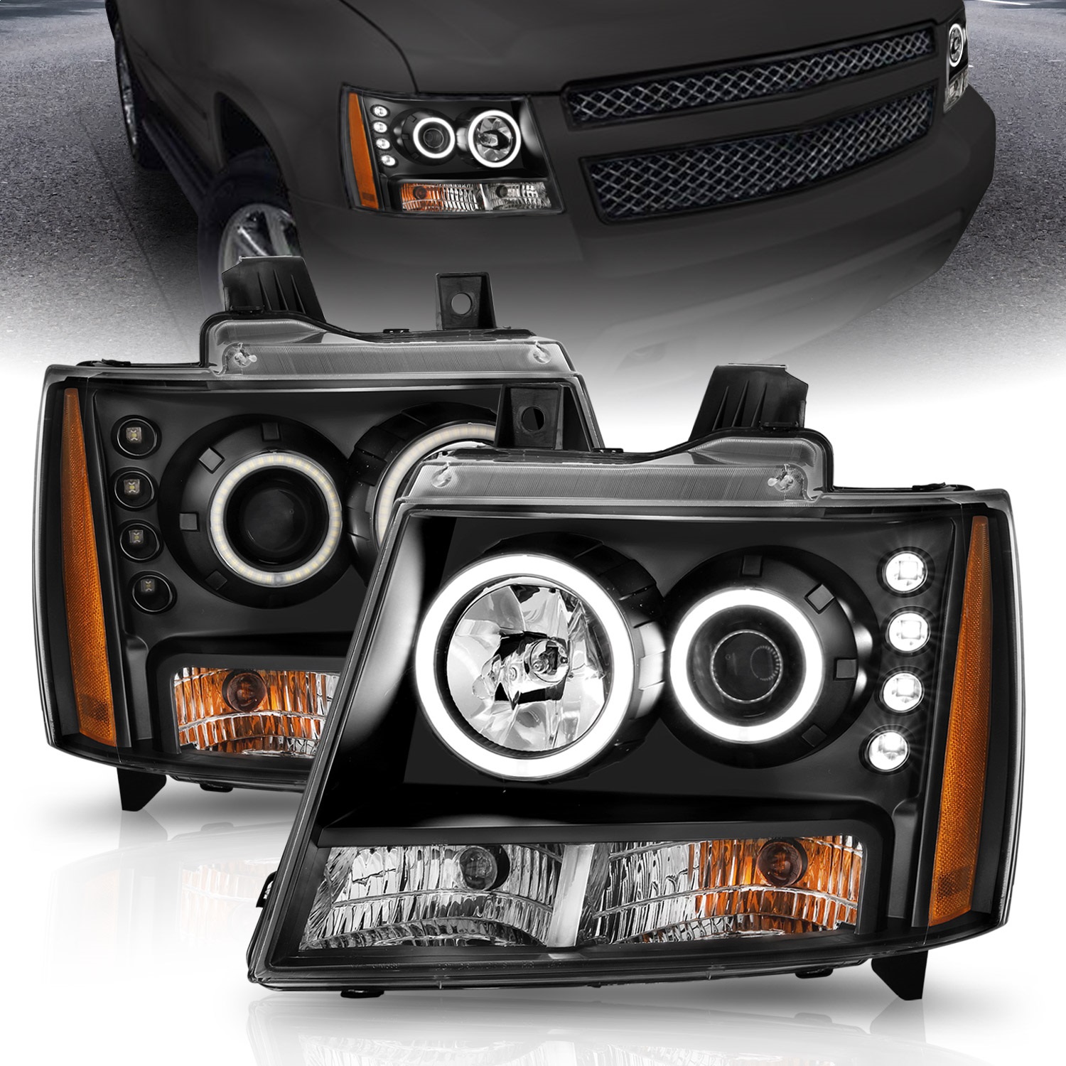 Anzo 111109 - 2007-2013 Chevrolet Avalanche Projector Headlights w/ Halo Black (CCFL) Anzo 111109 - 2007-2013 Chevrolet Avalanche Projector Headlights w/ Halo Black (CCFL)