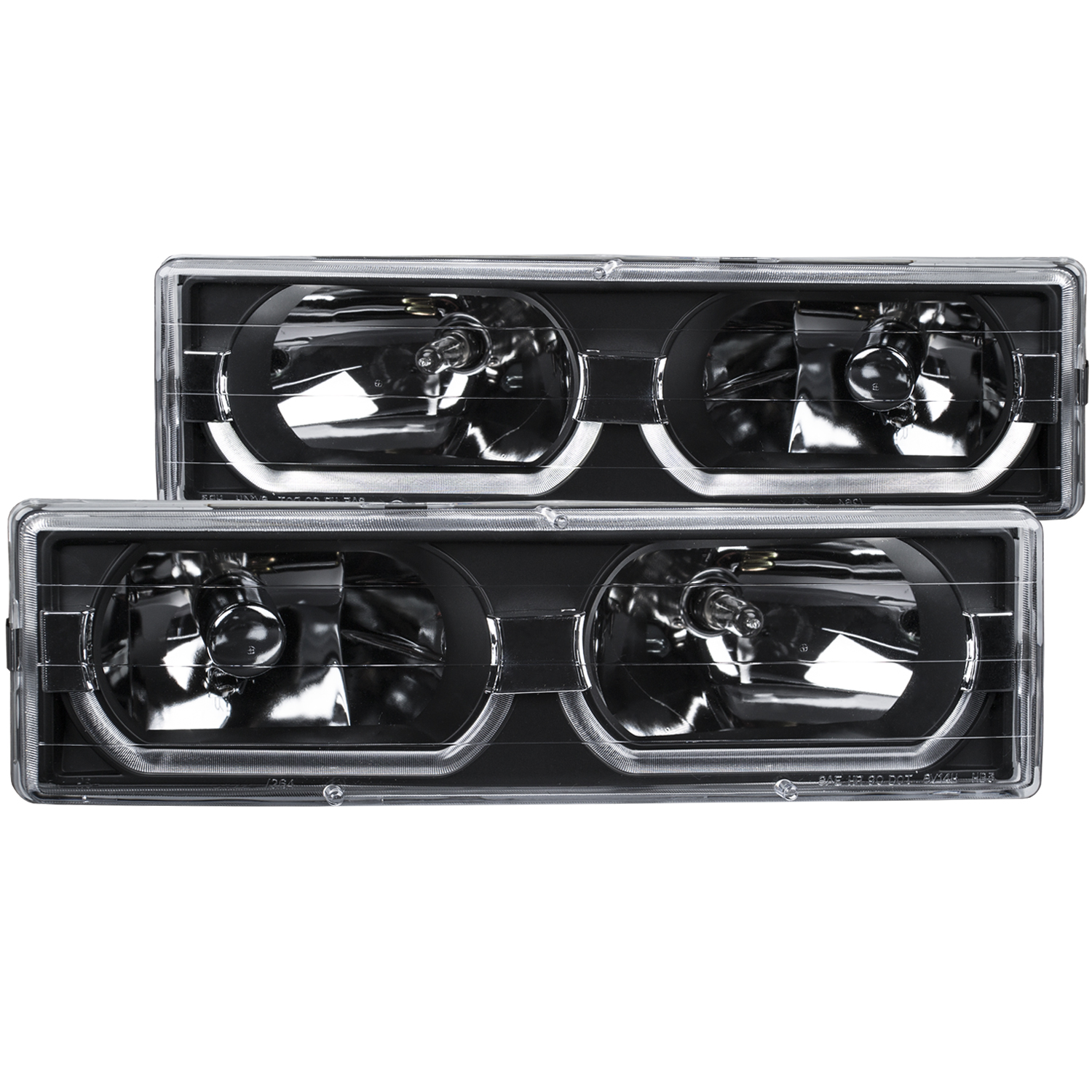 Anzo 111299 - 1988-1998 Chevrolet C1500 Crystal Headlights Black w/ Low - Brow