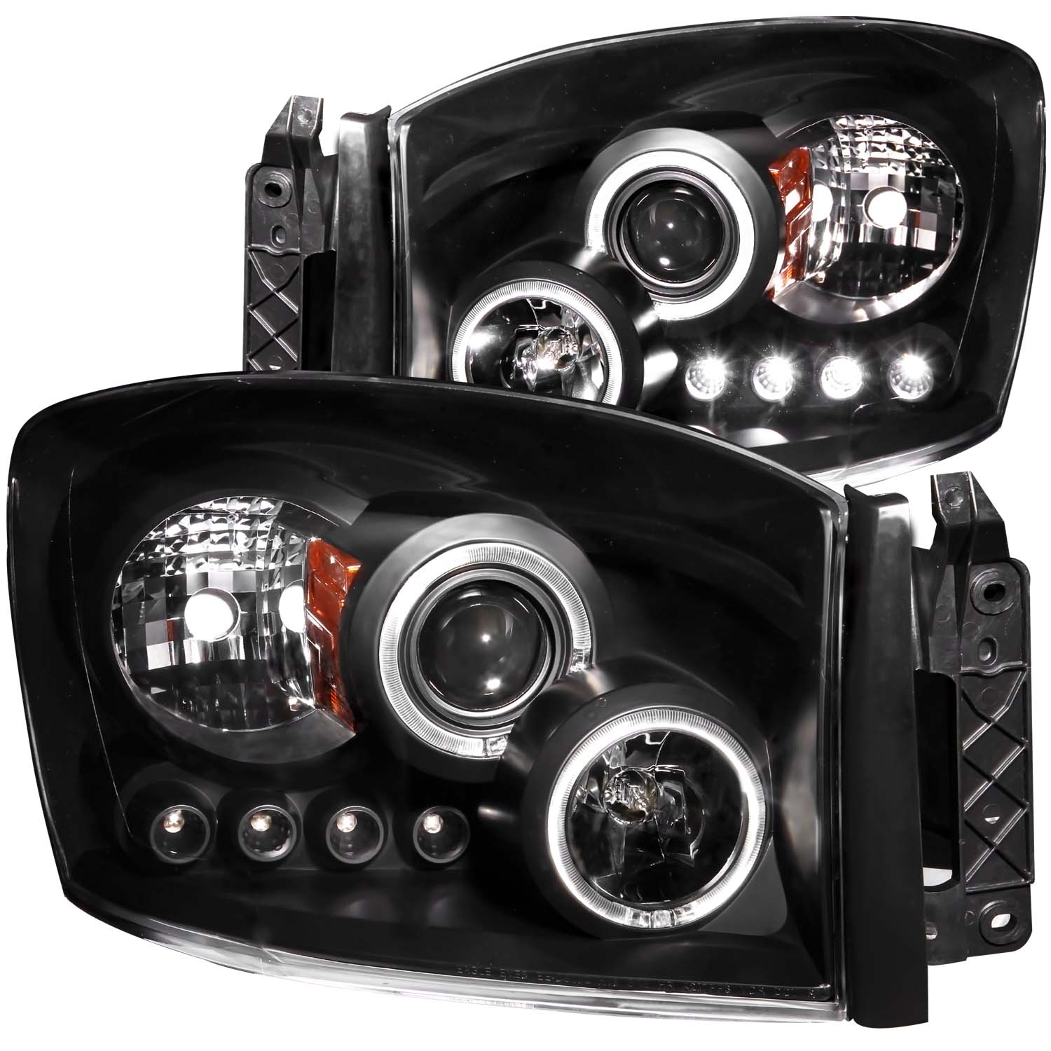 Anzo 111209 - 2006-2008 Dodge Ram 1500 Projector Headlights w/ Halo Black