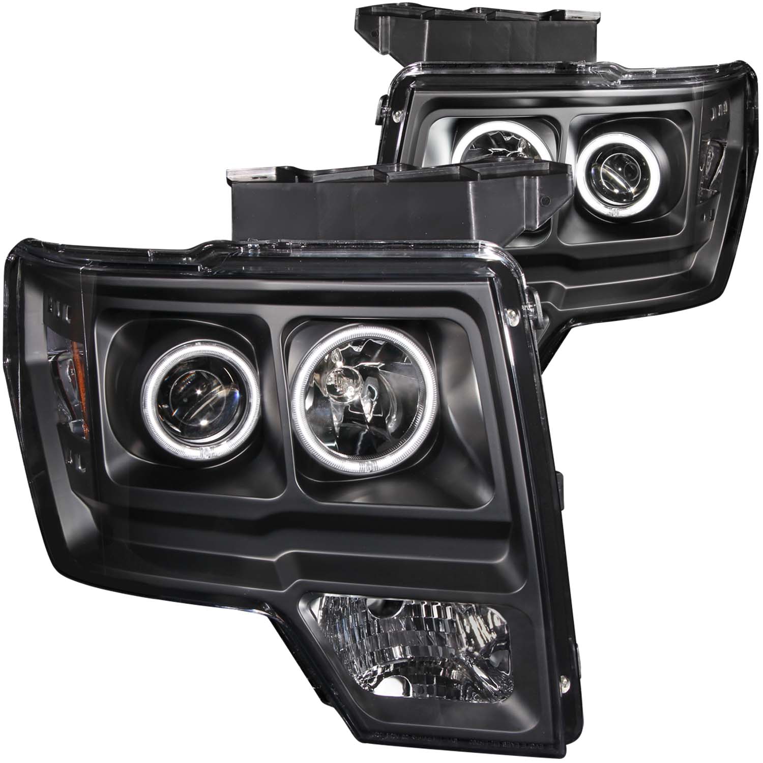 Anzo 111161 - 2009-2014 Ford F-150 Projector Headlights w/ Halo Black (CCFL)