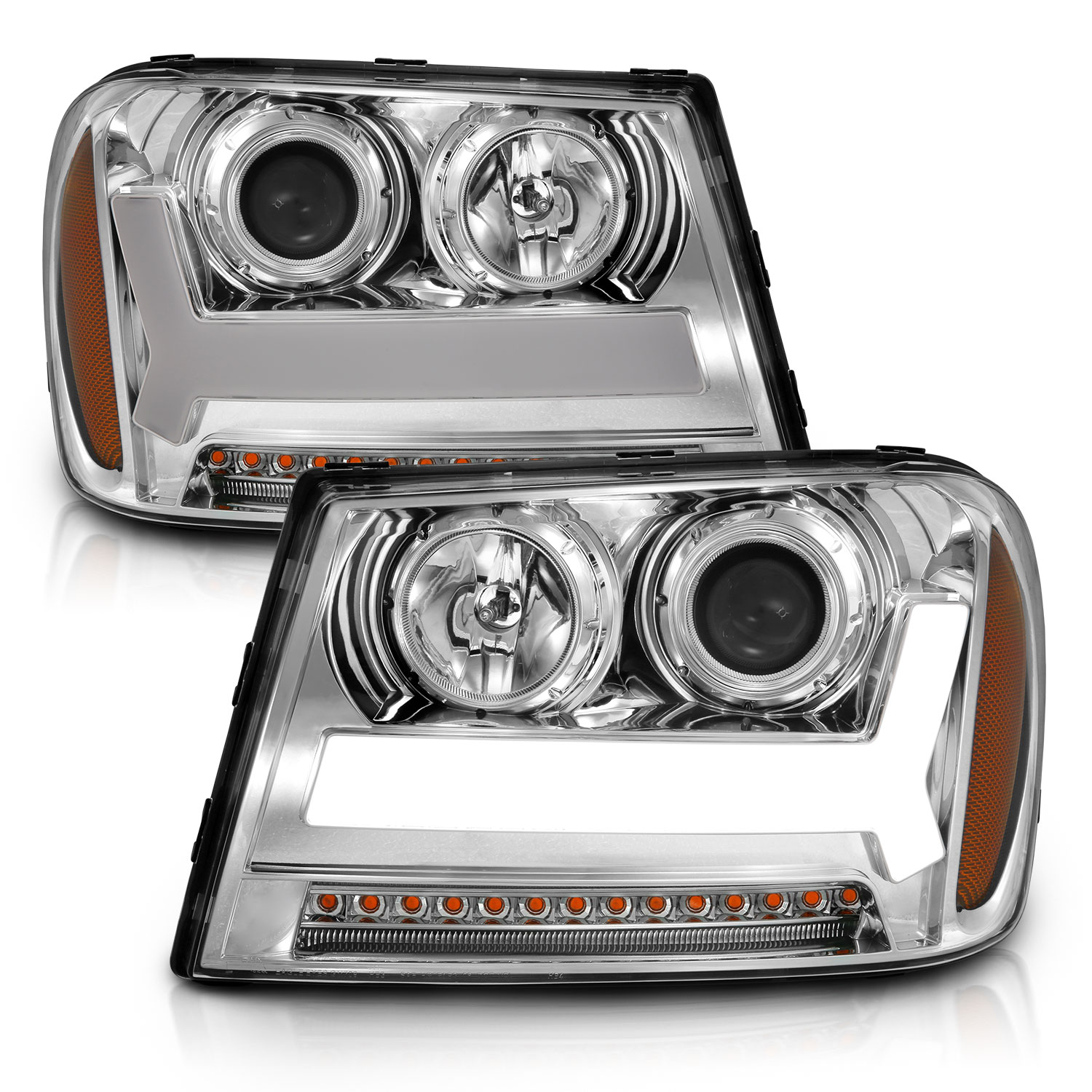 Anzo 111391 - 2006-2009 Chevrolet Trailblazer Projector Headlights w/ Plank Style Design Chrome w/ Amber Anzo 111391 - 2006-2009 Chevrolet Trailblazer Projector Headlights w/ Plank Style Design Chrome w/ Amber