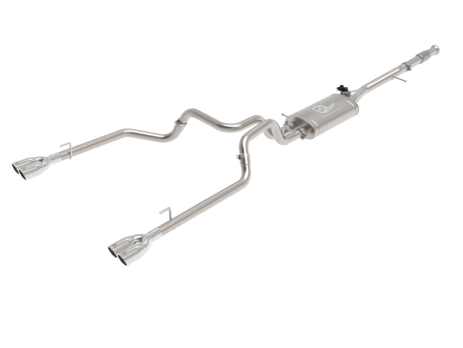 aFe Power 49-34139-P - Gemini XV 3in 304 SS Cat-Back Exhaust w/ Cutout 19-21 GM Silverado/Sierra 1500 V8- w/ Black Tips