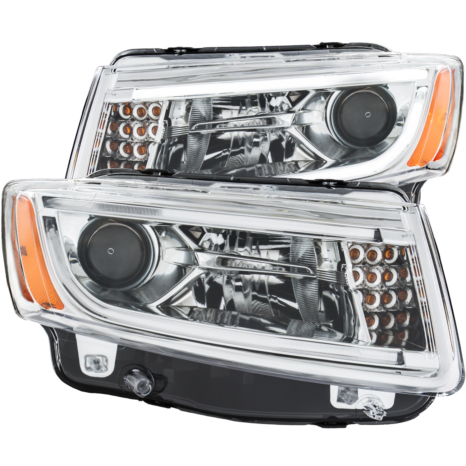 Anzo 111328 - 2014-2015 Jeep Grand Cherokee Projector Headlights w/ Plank Style Design Chrome