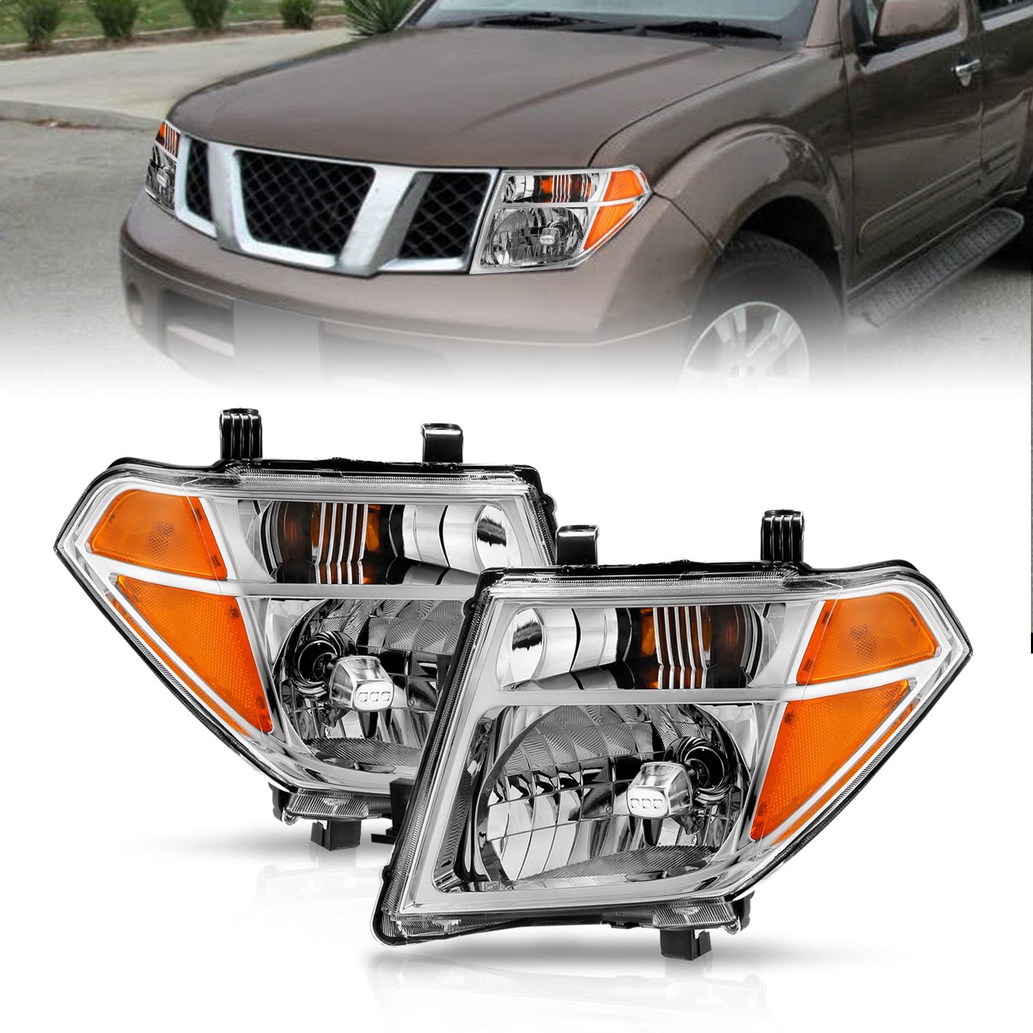 Anzo 111463 - 2005-2008 Nissan Pathfinder Crystal Headlight Chrome Amber (OE Replacement) Anzo 111463 - 2005-2008 Nissan Pathfinder Crystal Headlight Chrome Amber (OE Replacement)