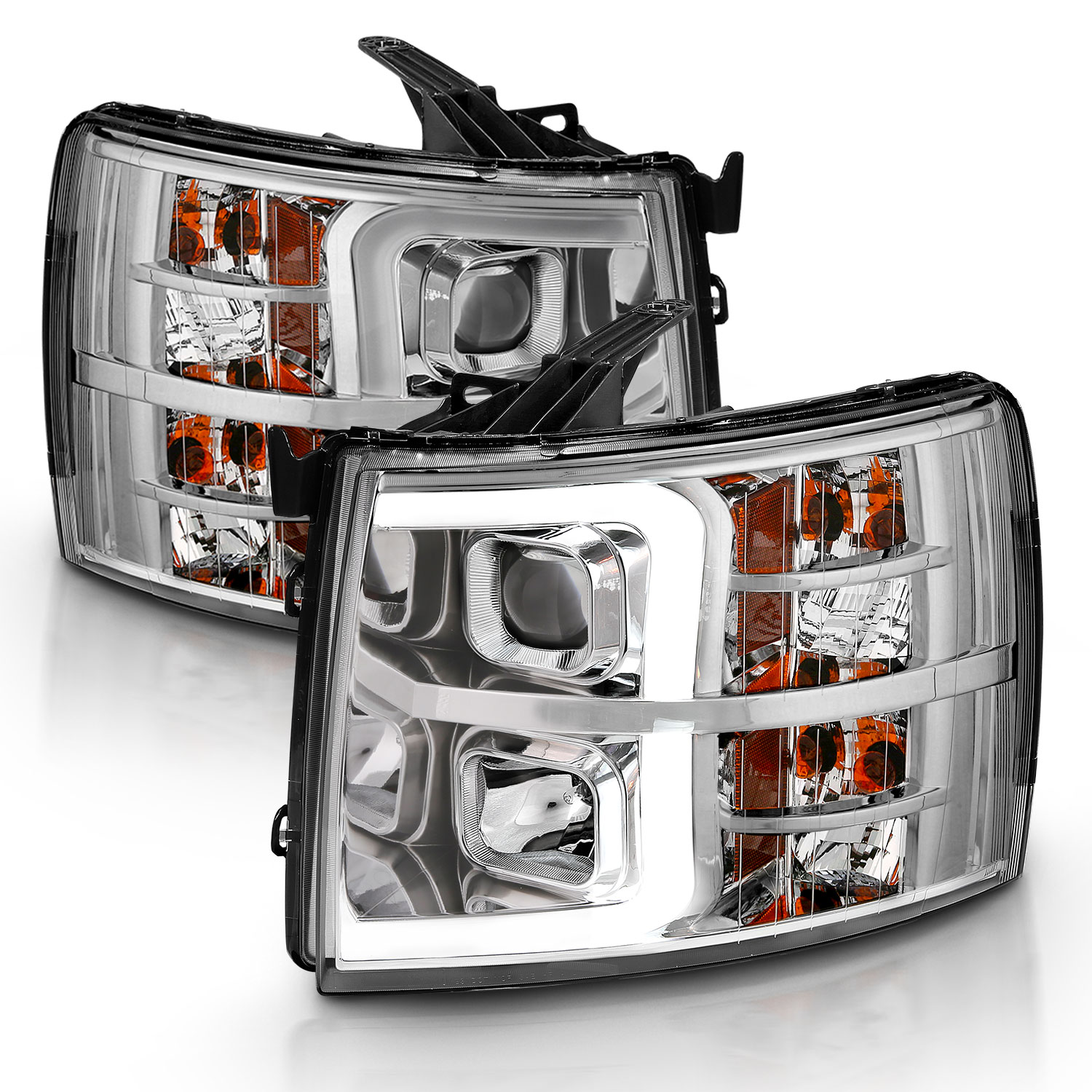 Anzo 111481 - 2007-2013 Chevy Silverado 1500 Projector Plank Style Chrome Amber Anzo 111481 - 2007-2013 Chevy Silverado 1500 Projector Plank Style Chrome Amber