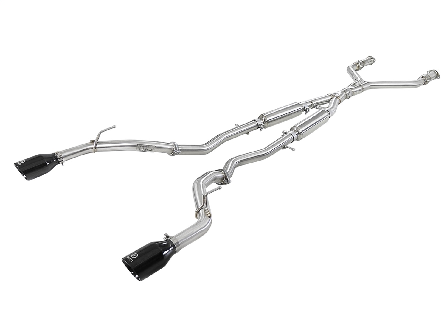 aFe Power 49-36134NM-B - POWER Takeda 2.5in 304 SS CB Exhaust w/ Black Tips 17-19 Infiniti Q60 V6-3.0L (tt)