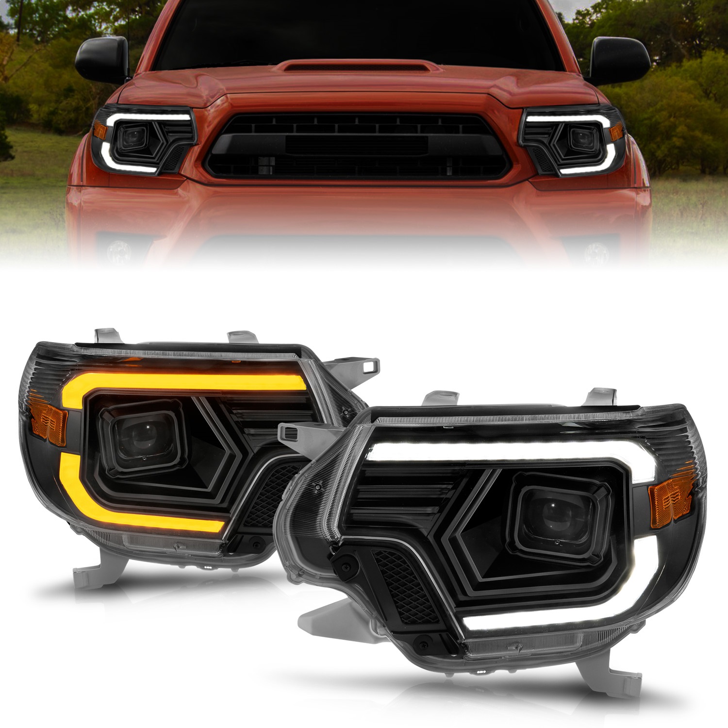 Anzo 111556 - 12-15 Toyota Tacoma Projector Headlights - w/ Light Bar Switchback Black Housing Anzo 111556 - 12-15 Toyota Tacoma Projector Headlights - w/ Light Bar Switchback Black Housing