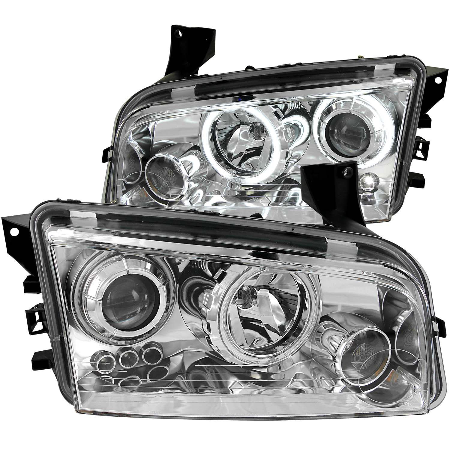 Anzo 121217 - 2006-2010 Dodge Charger Projector Headlights w/ Halo Chrome (CCFL)