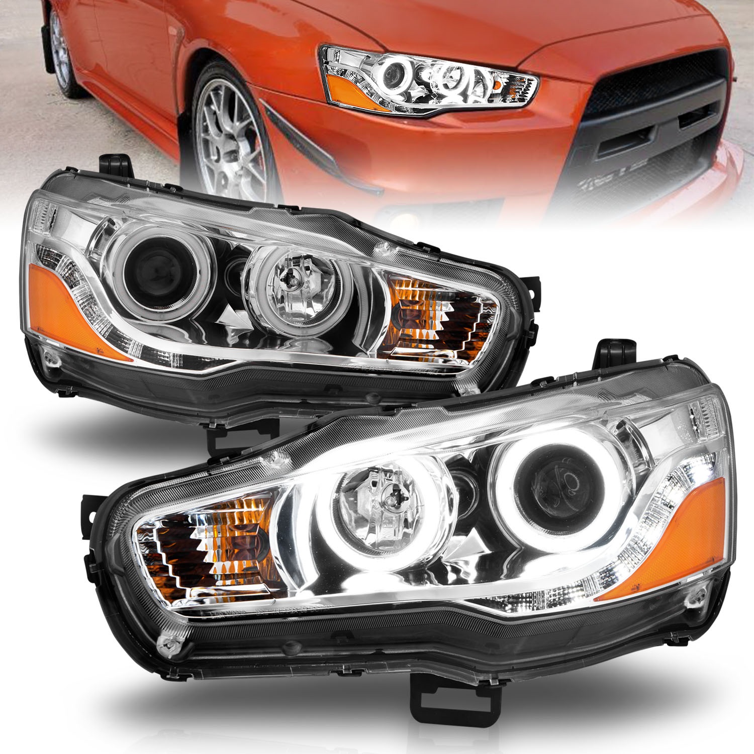 Anzo 121427 - 2008-2015 Mitsubishi Lancer Projector Headlights w/ Halo Chrome (CCFL) Anzo 121427 - 2008-2015 Mitsubishi Lancer Projector Headlights w/ Halo Chrome (CCFL)