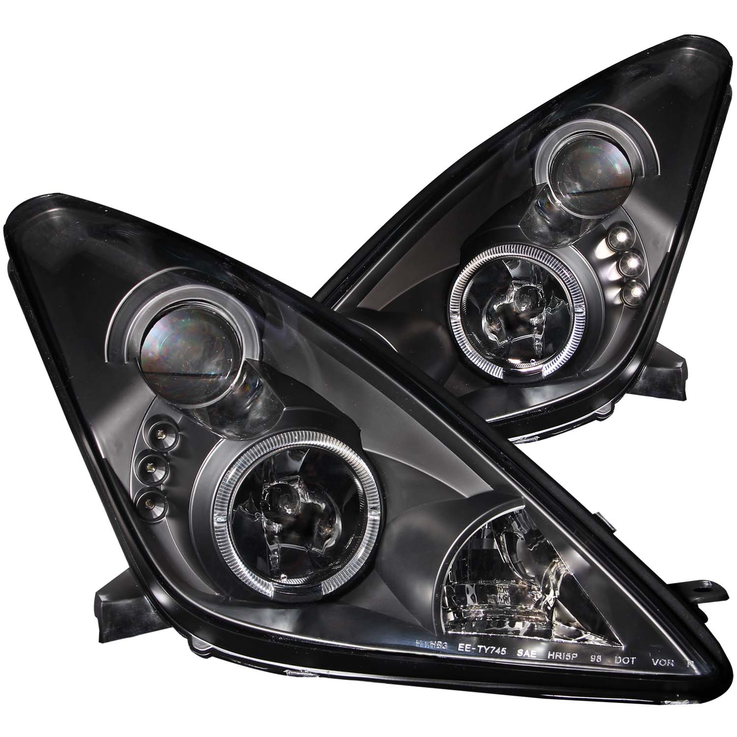 Anzo 121387 - 2000-2005 Toyota Celica Projector Headlights w/ Halo Black