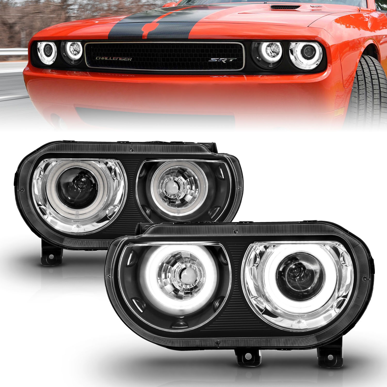 Anzo 121308 - 2008-2014 Dodge Challenger Projector Headlights w/ Halo Black (CCFL) Anzo 121308 - 2008-2014 Dodge Challenger Projector Headlights w/ Halo Black (CCFL)