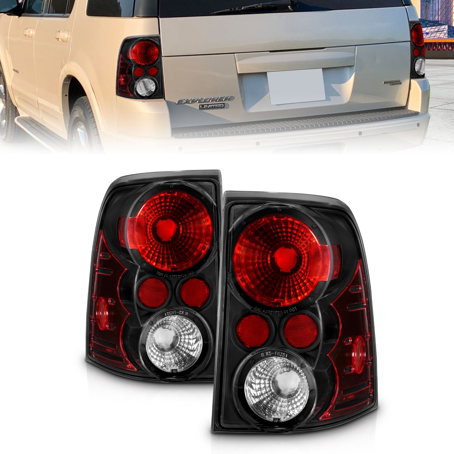 Anzo 211081 - 2002-2005 Ford Explorer Taillights Black Anzo 211081 - 2002-2005 Ford Explorer Taillights Black