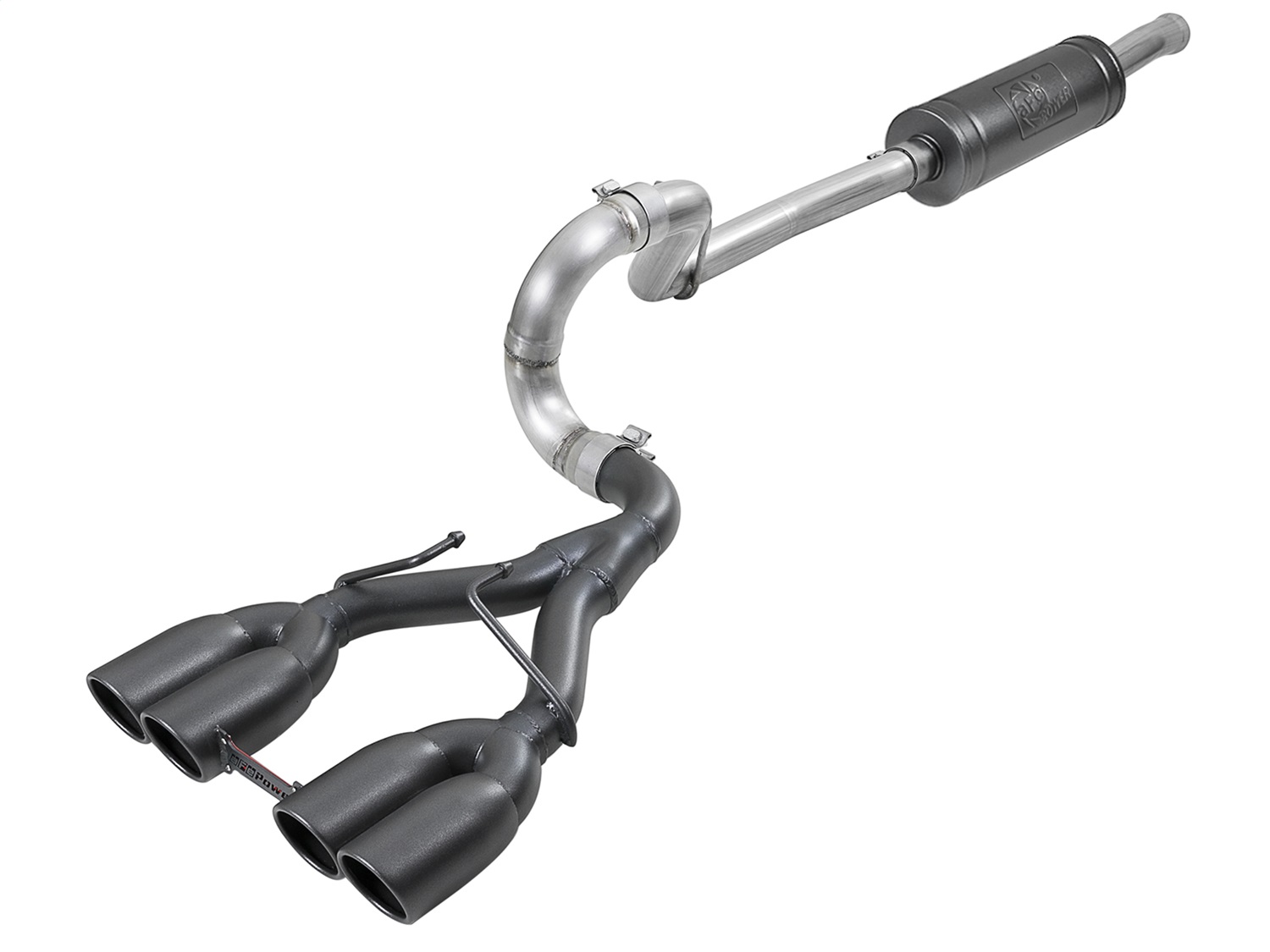 aFe Power 49-38071-B - Rebel Series 2.5in. 304 SS C/B Exhaust System 2018 Jeep Wrangler (JL) V6-3.6L - Black Tip