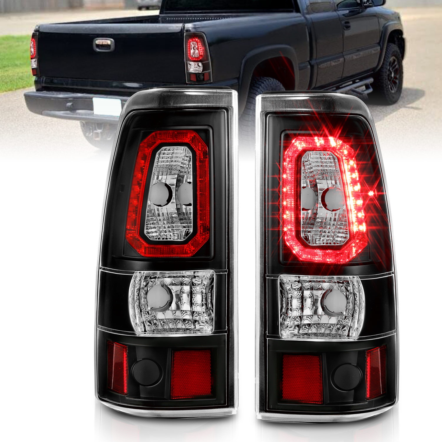 Anzo 311324 - 1999-2002 Chevy Silverado 1500 LED Taillights Plank Style Black w/Clear Lens Anzo 311324 - 1999-2002 Chevy Silverado 1500 LED Taillights Plank Style Black w/Clear Lens