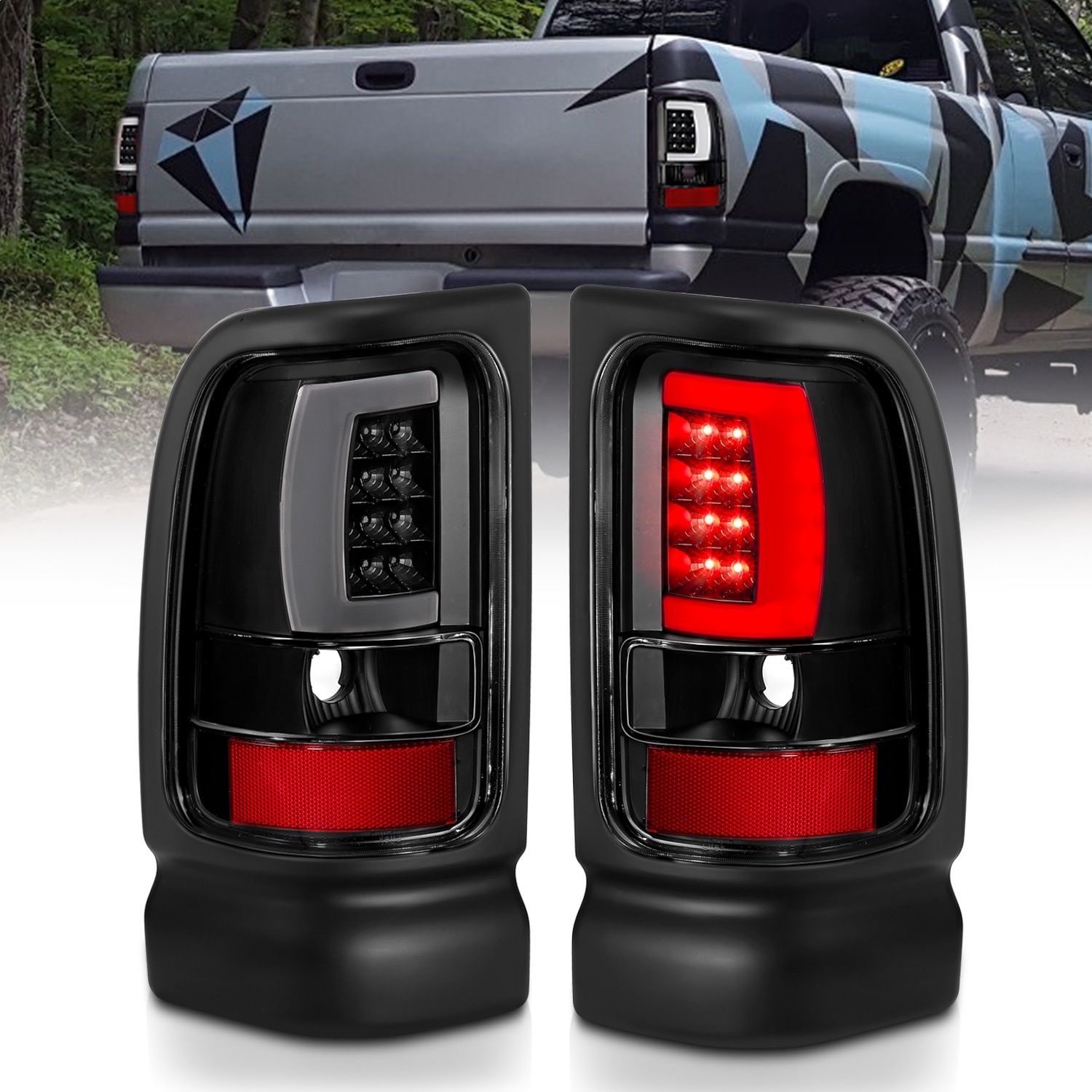 Anzo 311339 - 1994-2001 Dodge Ram 1500 LED Taillights Plank Style Black w/Clear Lens Anzo 311339 - 1994-2001 Dodge Ram 1500 LED Taillights Plank Style Black w/Clear Lens