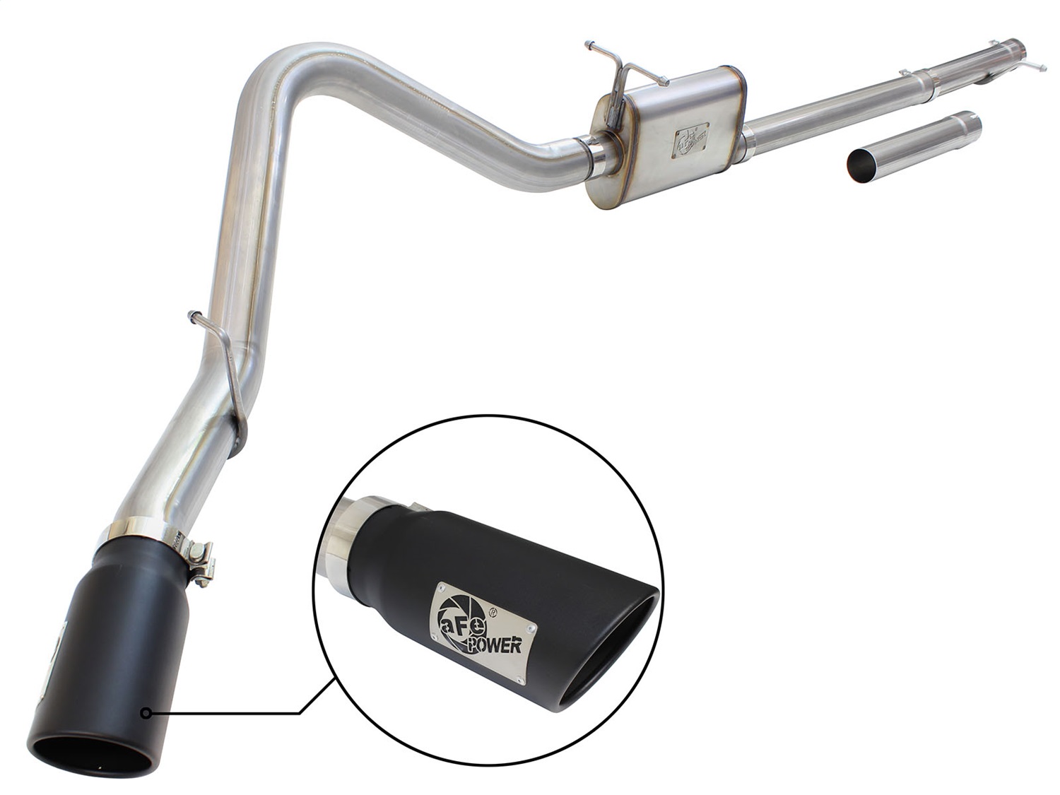 aFe Power 49-43076-B - MACHForce XP Exhaust 3in-3.5in SS Single Side Ext CB w/ Black Tip 99-04 Ford F150 V8 5.4L/6.8L