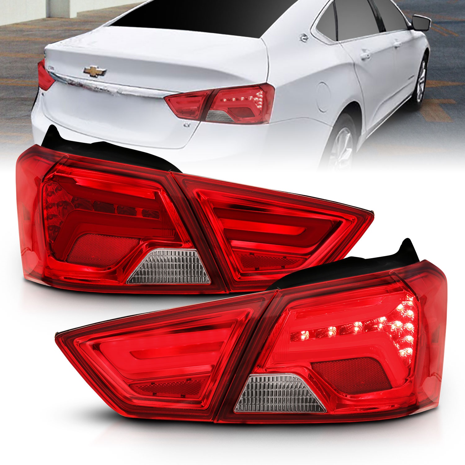 Anzo 321346 - 14-18 Chevrolet Impala LED Taillights Red/Clear
