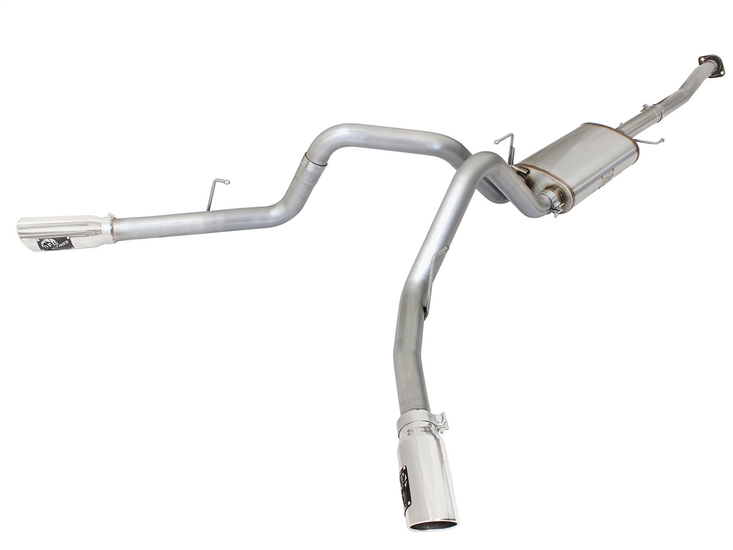 aFe Power 49-43074-P - MACHForce XP Exhaust 3in SS Dual Side Ext CB w/ Polished Tips 2015 Ford F150 5.0L V8 CC/SB EC/LB