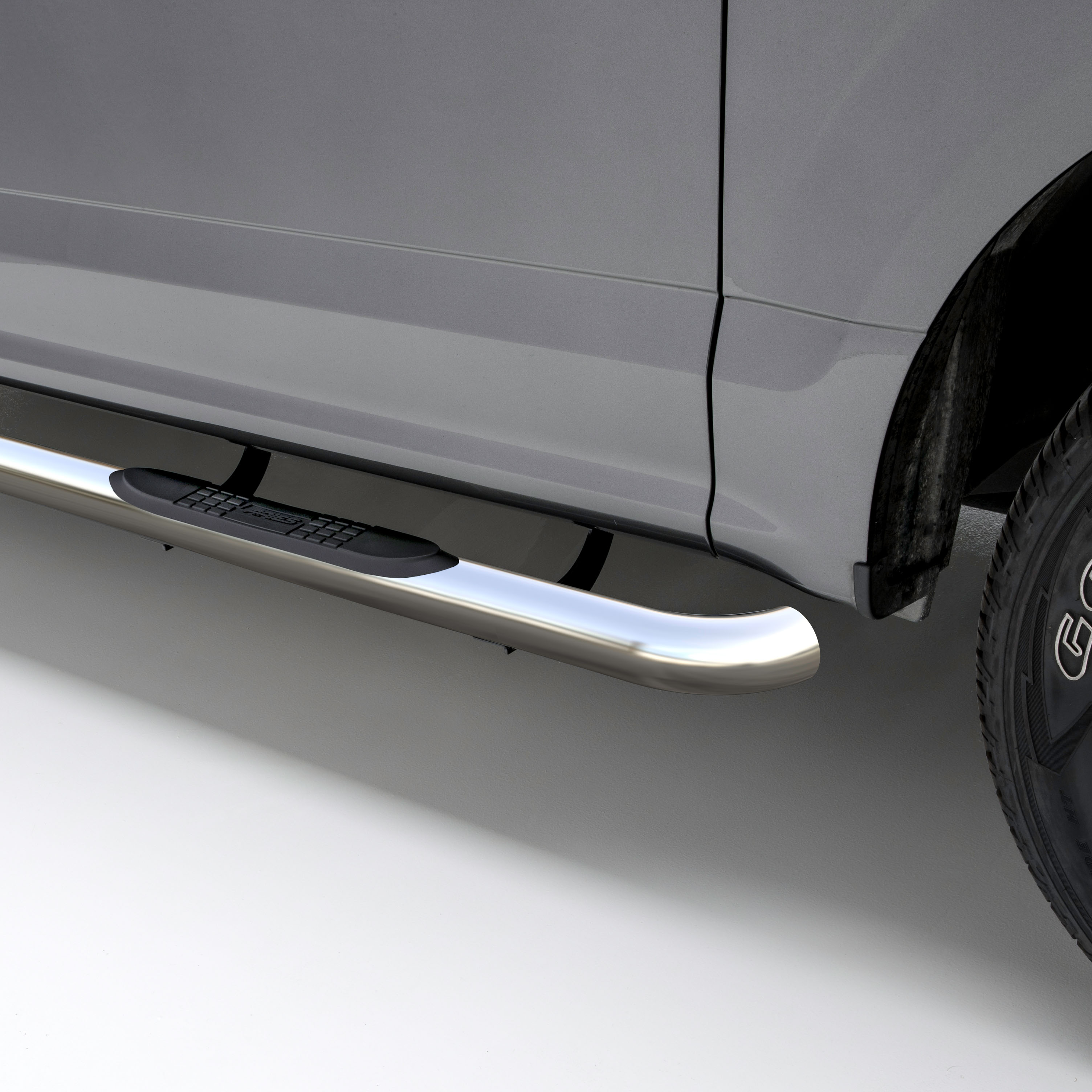 ARIES 203046-2 - 3" Round Polished Stainless Side Bars, Select Ford Ranger SuperCrew
