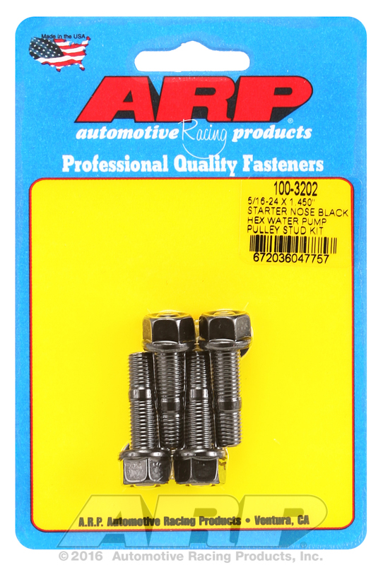 ARP 100-3202 - 5/16-24 X 1.450 Starter Nose Black Hex Water Pump Pulley Stud Kit ARP 100-3202 - 5/16-24 X 1.450 Starter Nose Black Hex Water Pump Pulley Stud Kit