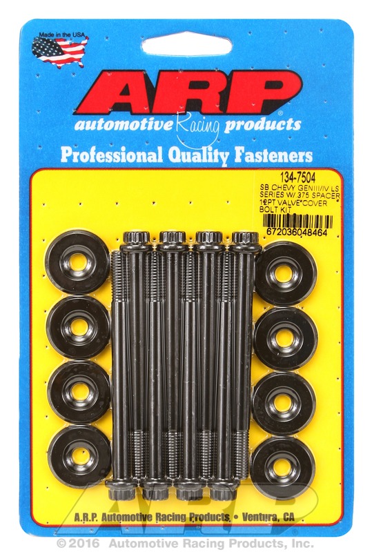 ARP 134-7504 - Small Block Chevy GENIII/IV LS Series .375 Spacer 12pt Valve Cover Bolt Kit - Black ARP 134-7504 - Small Block Chevy GENIII/IV LS Series .375 Spacer 12pt Valve Cover Bolt Kit - Black