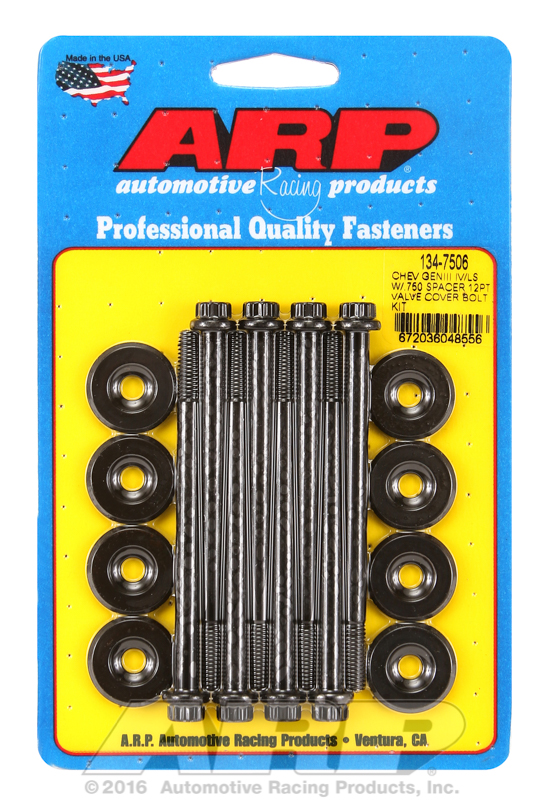 ARP 134-7506 - Small Block Chevy GENIII/IV LS Series .750 Spacer 12pt Valve Cover Bolt Kit - Black ARP 134-7506 - Small Block Chevy GENIII/IV LS Series .750 Spacer 12pt Valve Cover Bolt Kit - Black