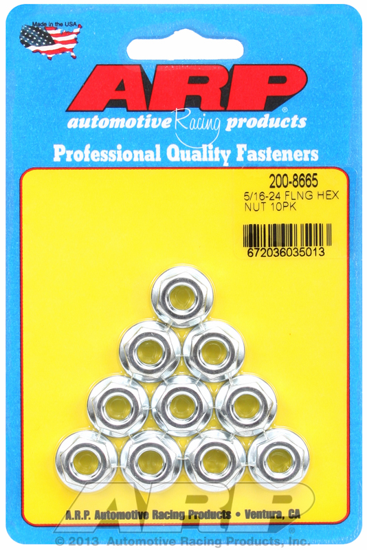 ARP 200-8665 - 5/16-24 hex Flanged Nut Chrome Moly (Pack of 10)