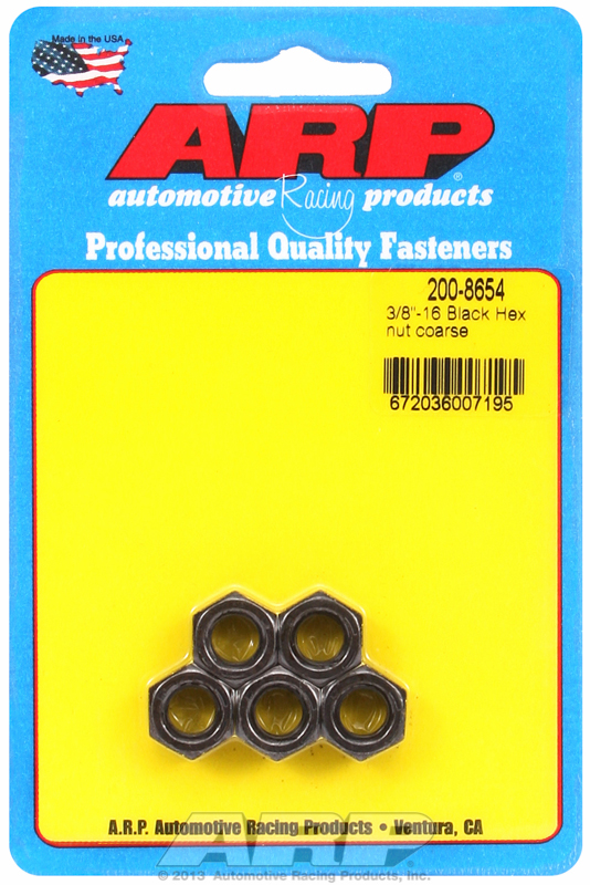 ARP 200-8654 - 3/8-16 inch Black Coarse Hex Nut Kit (Pkg of 5)
