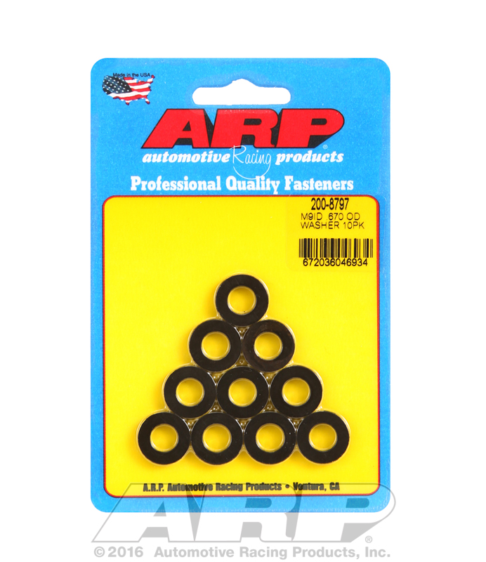 ARP 200-8797 - M9 ID 0.670 OD Chamfer Black Washers (10 pack)
