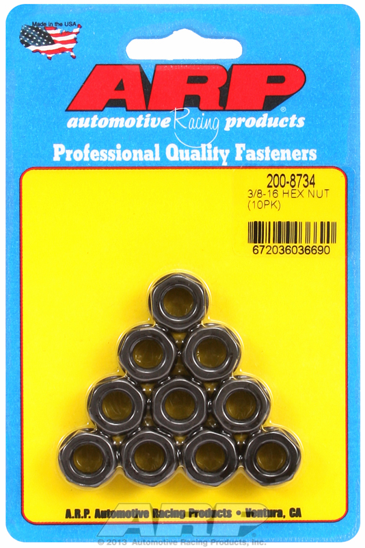 ARP 200-8734 - 3/8-16 Black Hex Nut Kit (Qty 10)