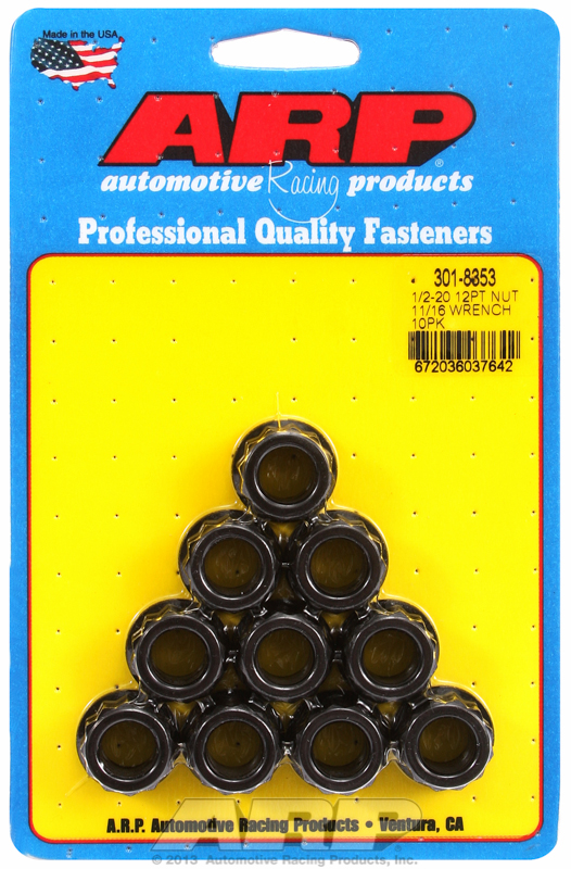 ARP 301-8353 - 1/2-20 11/16 Socket 12pt Nut Kit (Set of 10) ARP 301-8353 - 1/2-20 11/16 Socket 12pt Nut Kit (Set of 10)