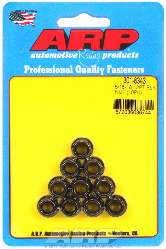 ARP 301-8343 - 5/16in-18 12pt Black Oxide Nut Kit (10-Pkg)