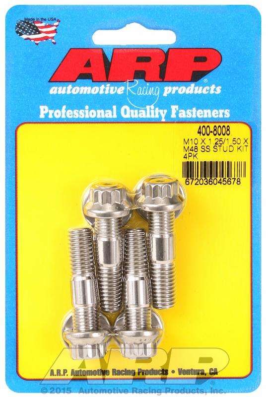 ARP 400-8008 - M10 X 1.25/1.50 X 48mm Broached Stud Kit (4 Pcs) ARP 400-8008 - M10 X 1.25/1.50 X 48mm Broached Stud Kit (4 Pcs)