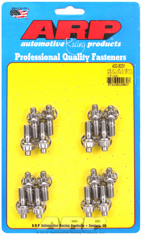 ARP 400-8031 - M8 x 1.25 x 32mm Broached Stud Kit - 16 Pieces ARP 400-8031 - M8 x 1.25 x 32mm Broached Stud Kit - 16 Pieces