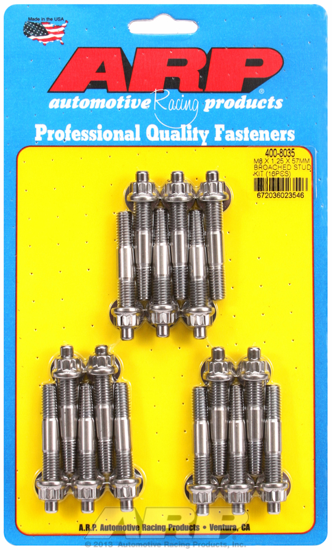 ARP 400-8035 - M8 X 1.25 X 57mm Broached Stud Kit - 16pcs ARP 400-8035 - M8 X 1.25 X 57mm Broached Stud Kit - 16pcs