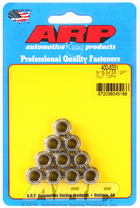 ARP 400-8331 - 5/16-24 SS 12pt Nut Kit ARP 400-8331 - 5/16-24 SS 12pt Nut Kit