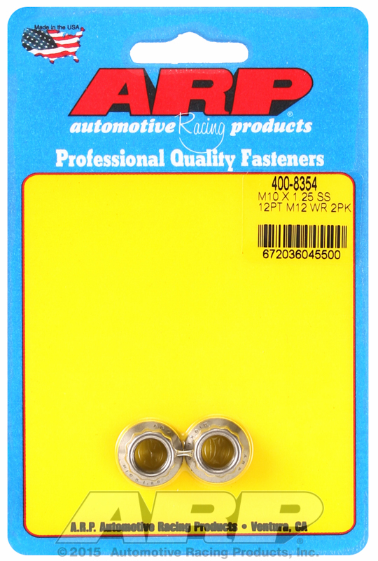 ARP 400-8354 - M10 X 1.25 SS 12mm socket 12pt Nut Kit ARP 400-8354 - M10 X 1.25 SS 12mm socket 12pt Nut Kit