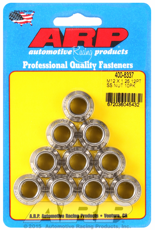 ARP 400-8337 - M12 x 1.25 M14 WR 12pt Nut Kit - 10 Pack ARP 400-8337 - M12 x 1.25 M14 WR 12pt Nut Kit - 10 Pack