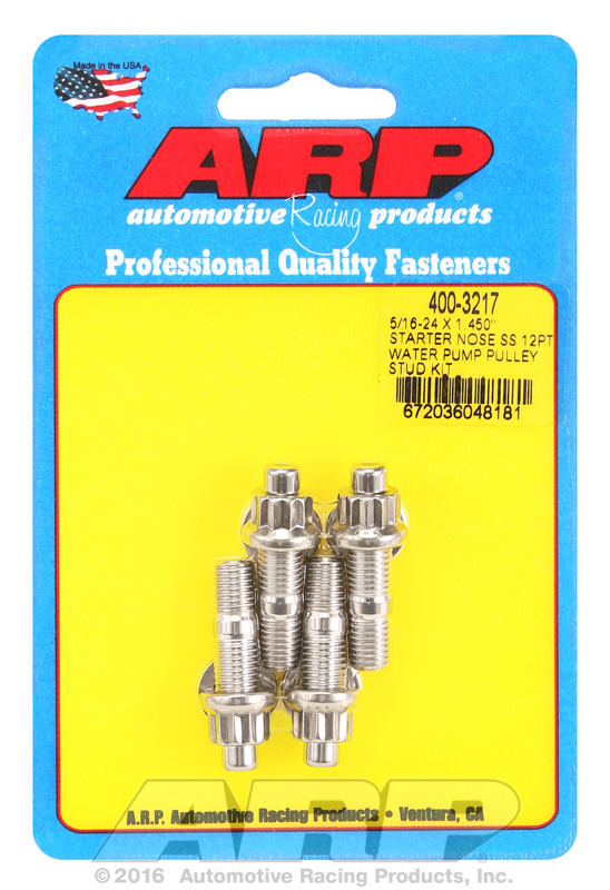 ARP 400-3217 - 5/16-24 x 1.450 Starter Nose SS 12Pt Water Pump Pulley Stud Kit ARP 400-3217 - 5/16-24 x 1.450 Starter Nose SS 12Pt Water Pump Pulley Stud Kit