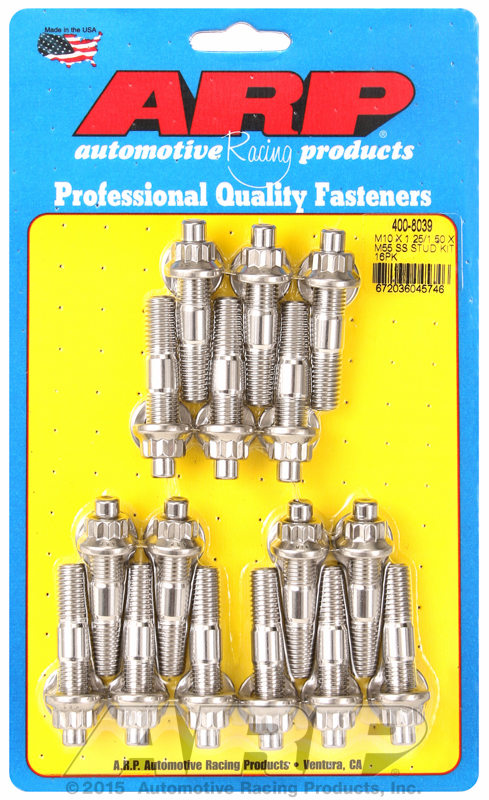 ARP 400-8039 - M10 x 1.25/1.50 x 55mm Stainless Steel Broached Stud Kit - 16 Pieces ARP 400-8039 - M10 x 1.25/1.50 x 55mm Stainless Steel Broached Stud Kit - 16 Pieces