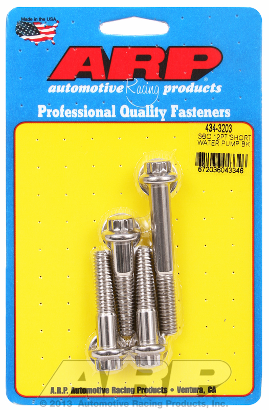 ARP 434-3203 - SB Chevy 12pt Short Water Pump Bolt Kit ARP 434-3203 - SB Chevy 12pt Short Water Pump Bolt Kit