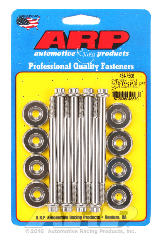 ARP 434-7506 - Small Block Chevy GENIII/IV LS Series .750 Spacer 12pt Valve Cover Bolt Kit - Stainless Steel ARP 434-7506 - Small Block Chevy GENIII/IV LS Series .750 Spacer 12pt Valve Cover Bolt Kit - Stainless Steel