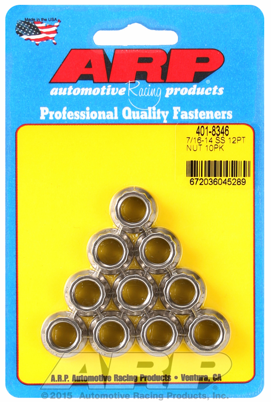 ARP 401-8346 - 7/16-14 12PT Nut Kit SS - 10 PK